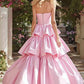 Lovely Strapless Pink Homecoming Dress Tiered A-Line Birthday Dress D0479