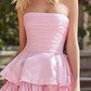 Lovely Strapless Pink Homecoming Dress Tiered A-Line Birthday Dress D0479