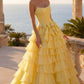 Attractive Strapless Beaded Homecoming Dress Bows Slit Tiered A-Line Birthday Dress D0480