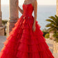 Attractive Strapless Beaded Homecoming Dress Bows Slit Tiered A-Line Birthday Dress D0480