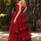 Alluring Strapless Red Homecoming Dress Sequins Tiered A-Line Birthday Dress D0481