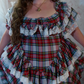 Retro Square Neck Homecoming Dress Ruffles Lace Plaid A-Line Birthday Dress D0483