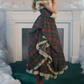Enchanting Square Neck Homecoming Dress Lace Ruffles Plaid A-Line Birthday Dress D0488