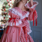 Playful Square Neck Red Homecoming Dress Long Sleeve Stripes A-Line Birthday Dress D0489
