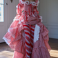 Playful Square Neck Red Homecoming Dress Long Sleeve Stripes A-Line Birthday Dress D0489