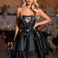Mini robe de soirée en satin, sans bretelles, sans manches, ligne a, simple, C899