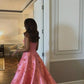 Robe de bal de princesse bustier à volants en satin long, robe de soirée C8117