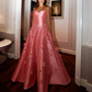 Robe de bal de princesse bustier à volants en satin long, robe de soirée C8117
