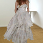 Robe de bal de princesse bustier à volants en satin long, robe de soirée C8117