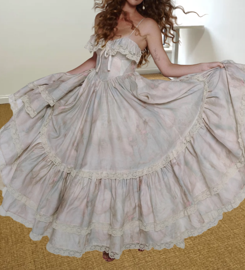 Robe de bal de princesse bustier à volants en satin long, robe de soirée C8117