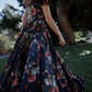 Robe de bal de princesse bustier à volants en satin long, robe de soirée C8117