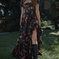Robe de bal de princesse bustier à volants en satin long, robe de soirée C8117