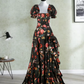 Robe de bal de princesse bustier à volants en satin long, robe de soirée C8117