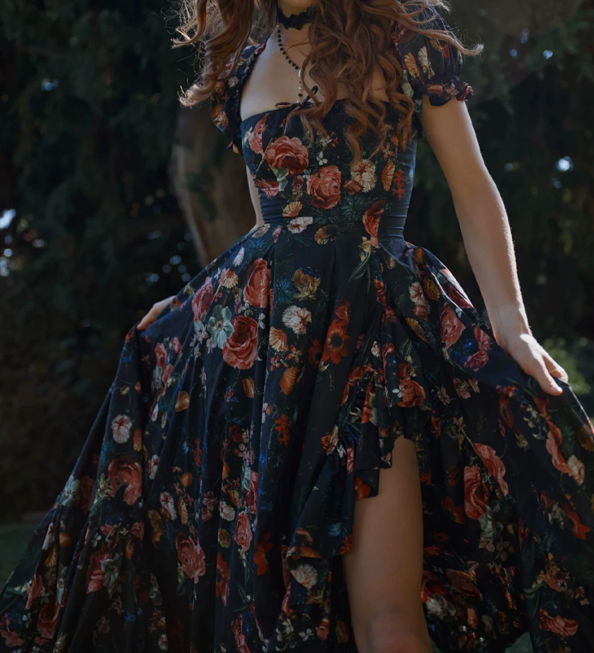 Robe de bal de princesse bustier à volants en satin long, robe de soirée C8117