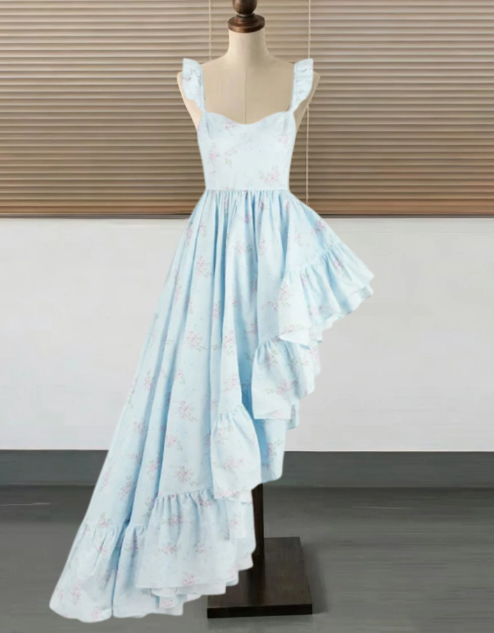 Robe de bal de princesse bustier à volants en satin long, robe de soirée C8117