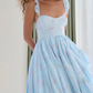 Robe de bal de princesse bustier à volants en satin long, robe de soirée C8117