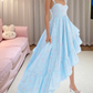 Robe de bal de princesse bustier à volants en satin long, robe de soirée C8117