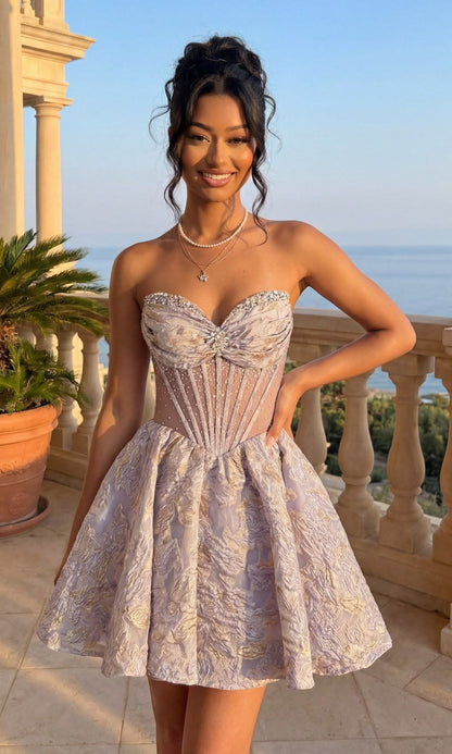 Mini robe de soirée en satin, sans bretelles, sans manches, ligne a, simple, C899