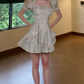 Mini robe de soirée en satin, sans bretelles, sans manches, ligne a, simple, C899