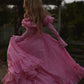 Robe de bal de princesse bustier à volants en satin long, robe de soirée C8117