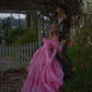 Robe de bal de princesse bustier à volants en satin long, robe de soirée C8117