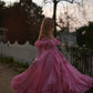 Robe de bal de princesse bustier à volants en satin long, robe de soirée C8117
