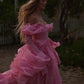 Robe de bal de princesse bustier à volants en satin long, robe de soirée C8117