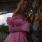 Robe de bal de princesse bustier à volants en satin long, robe de soirée C8117