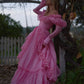 Robe de bal de princesse bustier à volants en satin long, robe de soirée C8117