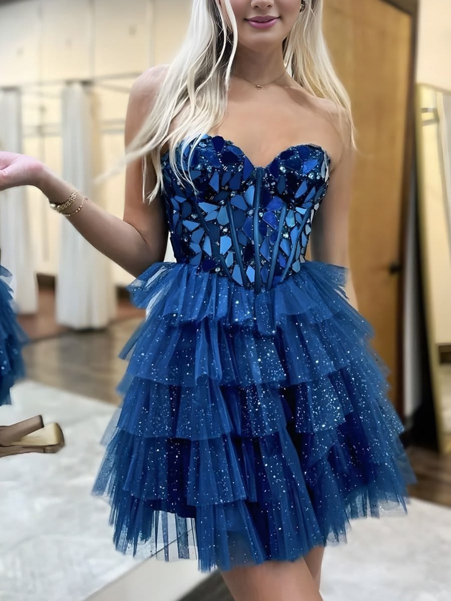 Mini robe de soirée en satin, sans bretelles, sans manches, ligne a, simple, C899