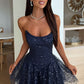 Playful Strapless Blue Homecoming Dress Sequins A-Line Birthday Dress D0553