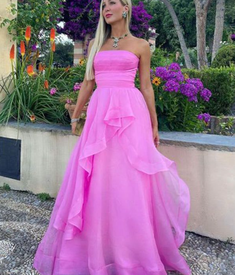 Robe de bal de princesse bustier à volants en satin long, robe de soirée C8117