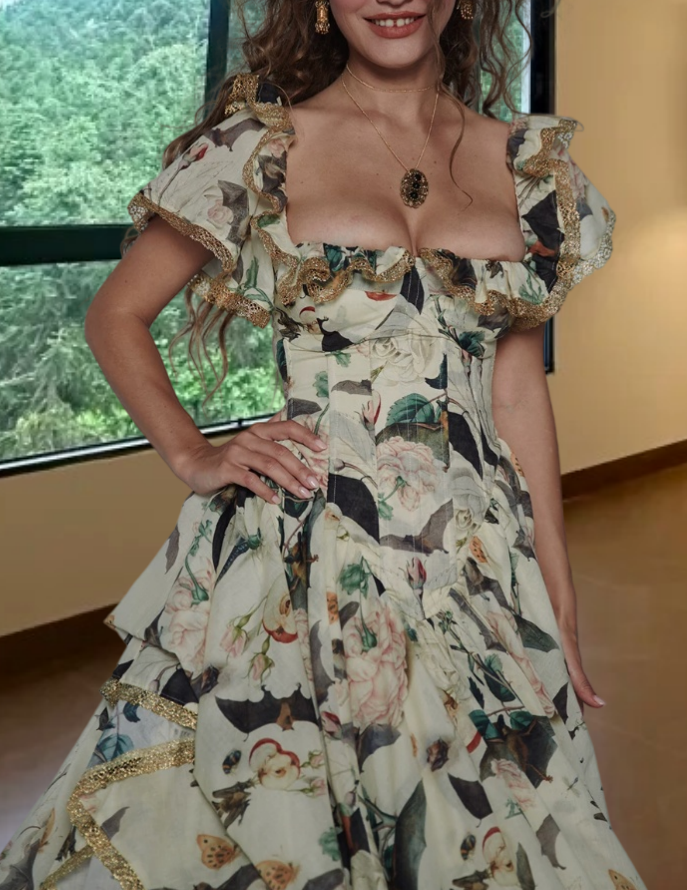 Robe de bal de princesse bustier à volants en satin long, robe de soirée C8117
