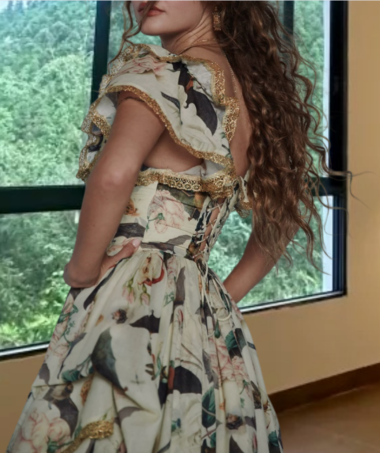 Robe de bal de princesse bustier à volants en satin long, robe de soirée C8117