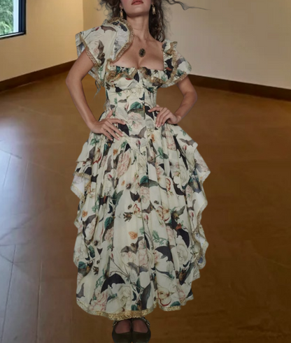 Robe de bal de princesse bustier à volants en satin long, robe de soirée C8117