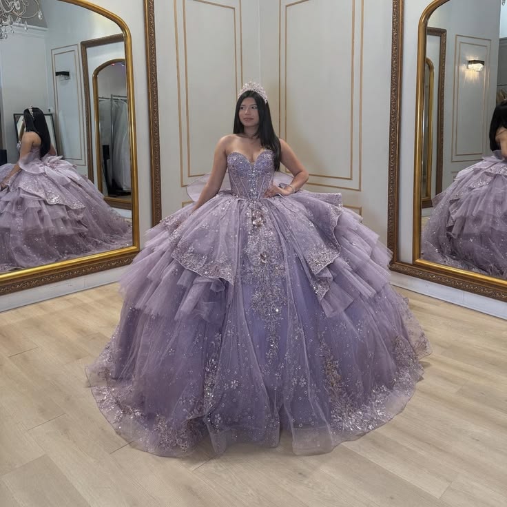 Sexy Ball Gown Purple Quinceanera Dresses Strapless Beading Sweet 16 Dresses D0573