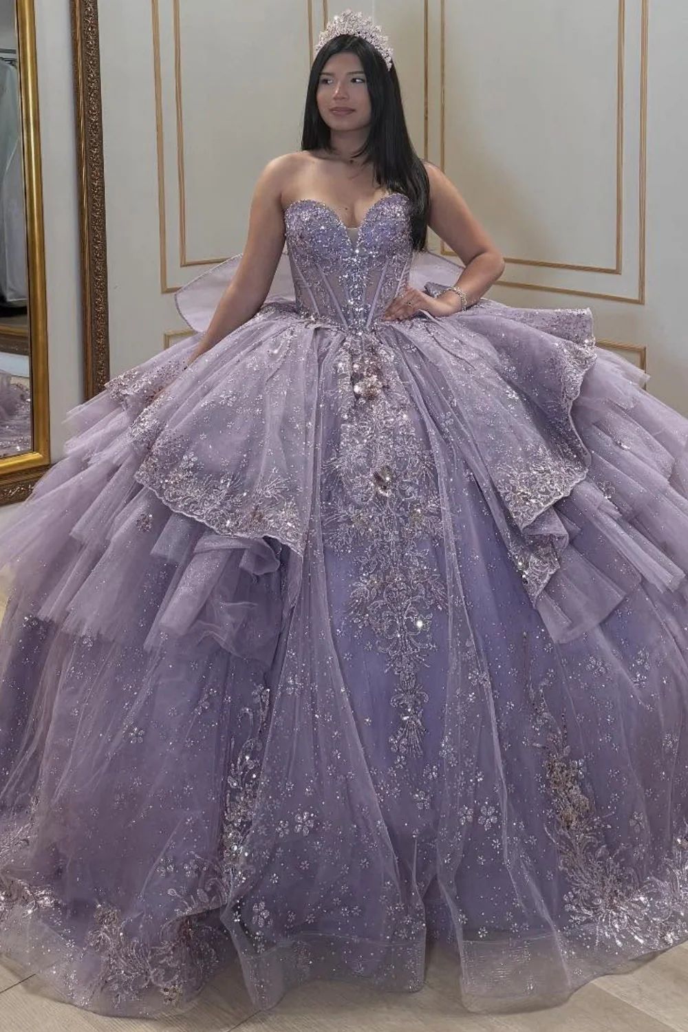 Sexy Ball Gown Purple Quinceanera Dresses Strapless Beading Sweet 16 Dresses D0573