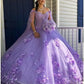 Attractive Ball Gown Sequins Tulle Quinceanera Dresses Spaghetti Straps Appliques Sweet 16 Dresses D0585