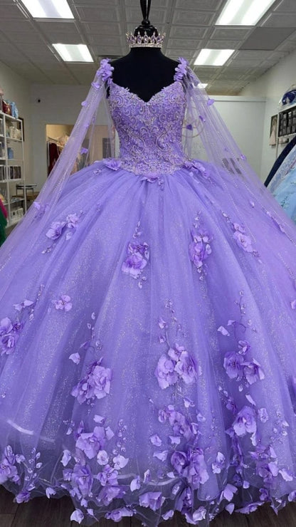 Attractive Ball Gown Sequins Tulle Quinceanera Dresses Spaghetti Straps Appliques Sweet 16 Dresses D0585