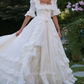 Superbe robe de mariée sirène bustier en satin et tulle, longue et en dentelle, C4563