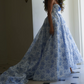 Robe de bal de princesse bustier à volants en satin long, robe de soirée C8117