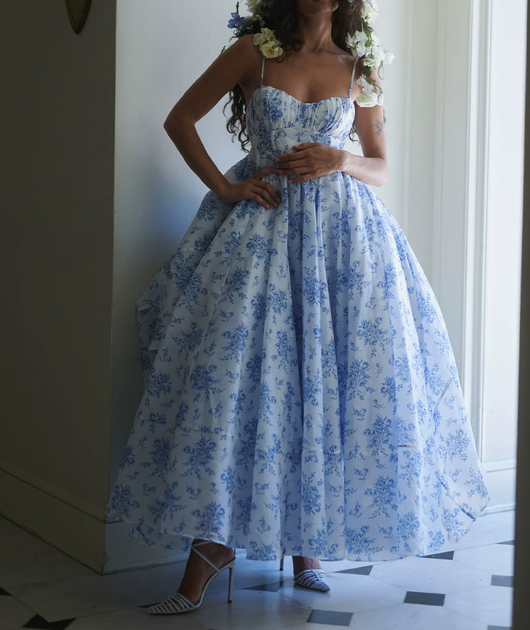 Robe de bal de princesse bustier à volants en satin long, robe de soirée C8117