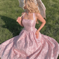 Robe de bal de princesse bustier à volants en satin long, robe de soirée C8117