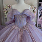 Glamorous Purple Ball Gown Quinceanera Dresses Off The Shoulder Beading Tassel Sweet 16 Dresses D0608