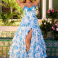Robe de bal de princesse bustier à volants en satin long, robe de soirée C8117