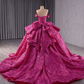 Enchanting Ball Gown Hot Pink Quinceanera Dresses Off The Shoulder Sequins Bow Sweet 16 Dresses D0614