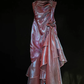 Vintage High Low Straps Grape Ruffles Prom Dresses D061