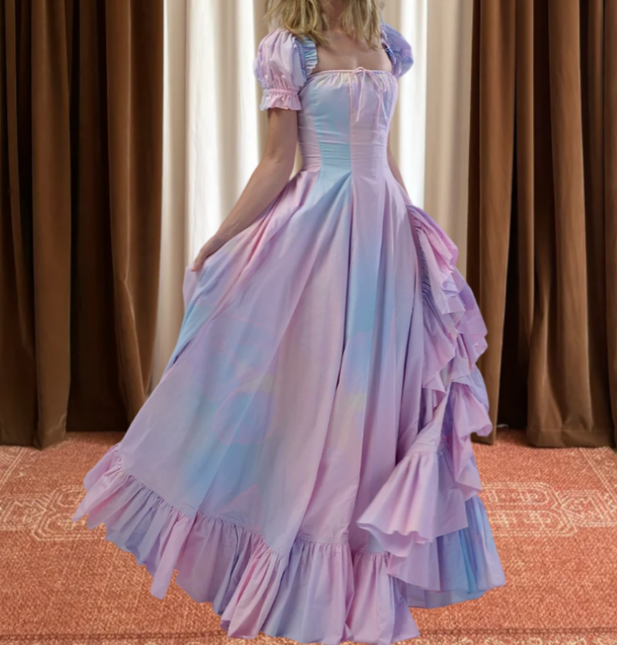 Robe de bal de princesse bustier à volants en satin long, robe de soirée C8117