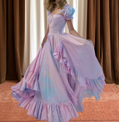 Robe de bal de princesse bustier à volants en satin long, robe de soirée C8117