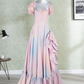 Robe de bal de princesse bustier à volants en satin long, robe de soirée C8117